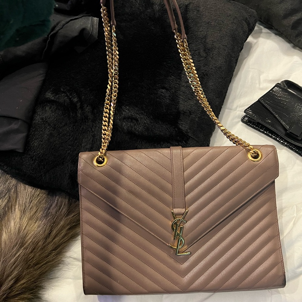 YSL nude envelope shoulder bag